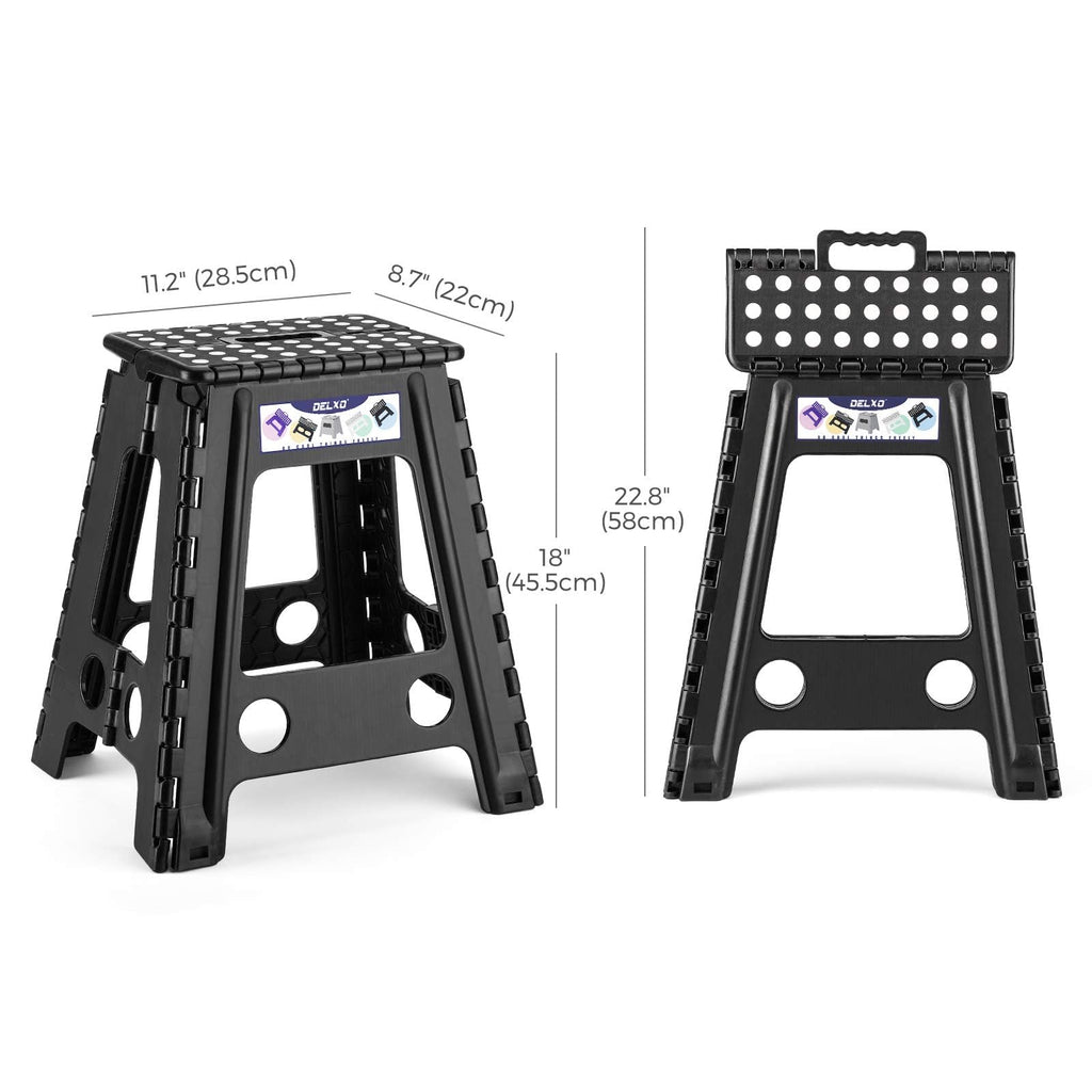 Black 1 Pack Folding Plastic Step Stool Y34533