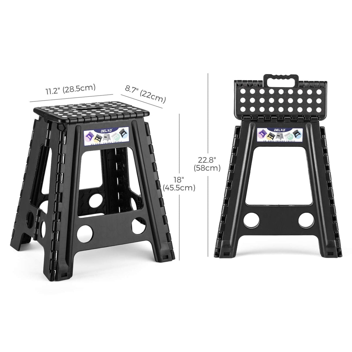Black 1 Pack Folding Plastic Step Stool Y34533