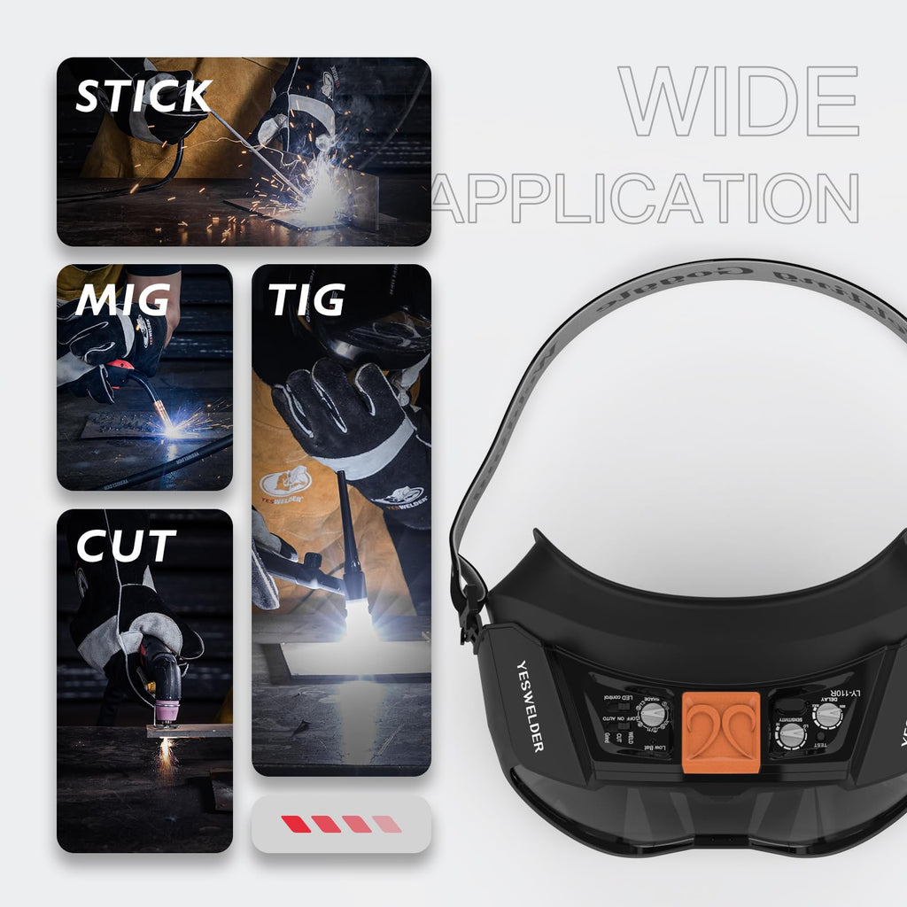Auto-Darkening Welding Goggles with LED Light and Face Shield F988976