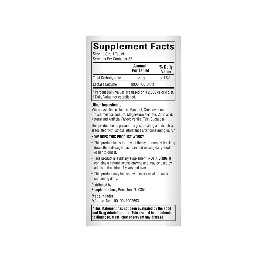 Lactase Enzyme Chewable Tablets 32 Count W119730