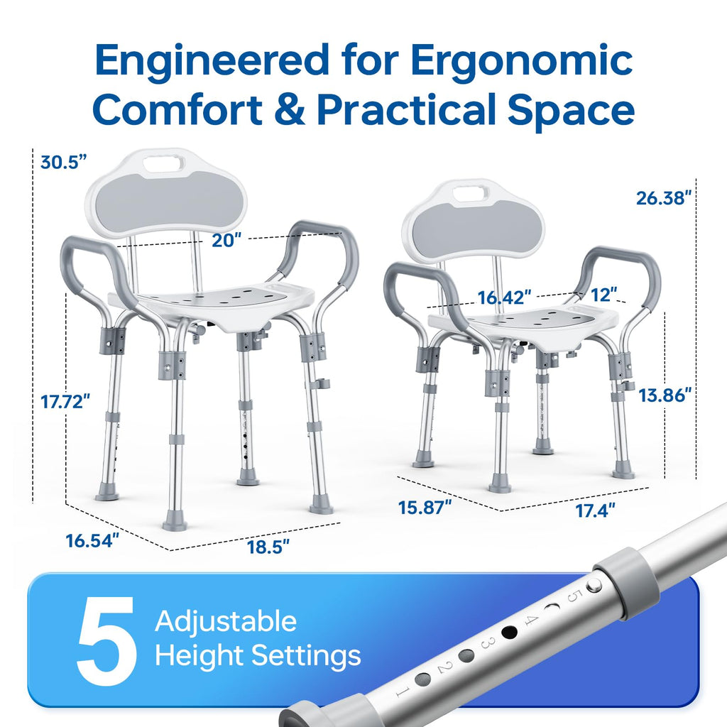 Adjustable Grey Shower Chair with Suction Feet W6788