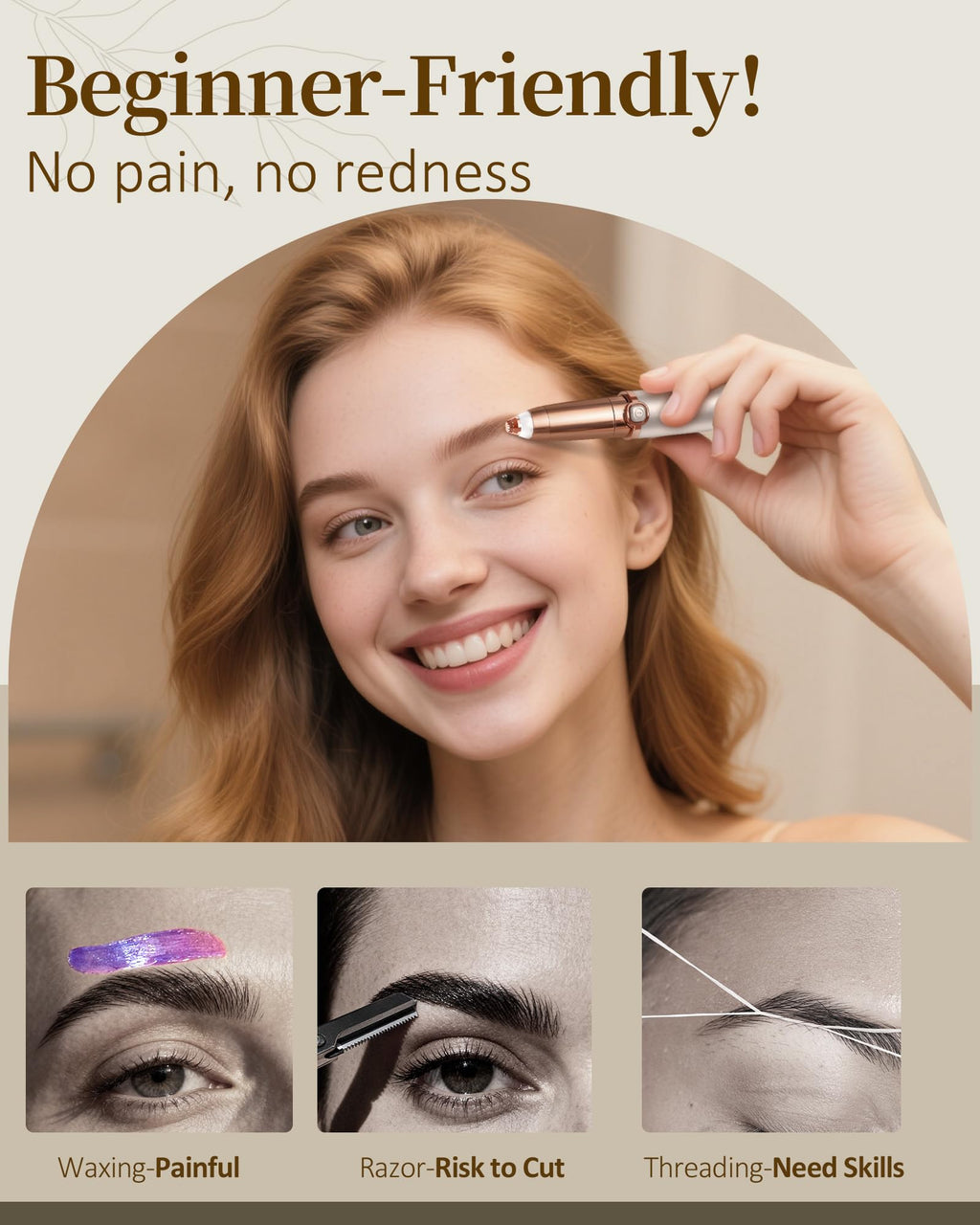 Rechargeable Eyebrow Trimmer with 2 Replacement Heads & LED Light A6084