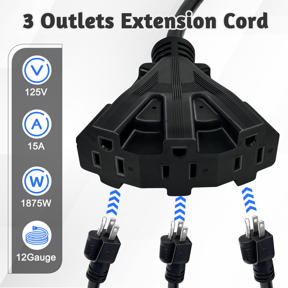 12 Gauge 3 Outlet Outdoor Extension Cord 100 FT L26841