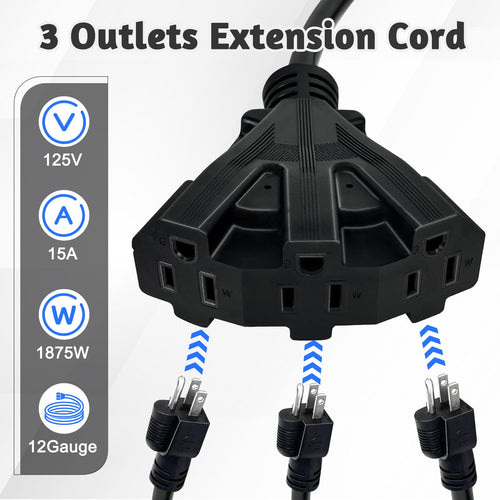 12 Gauge 3 Outlet Outdoor Extension Cord 100 FT L26841
