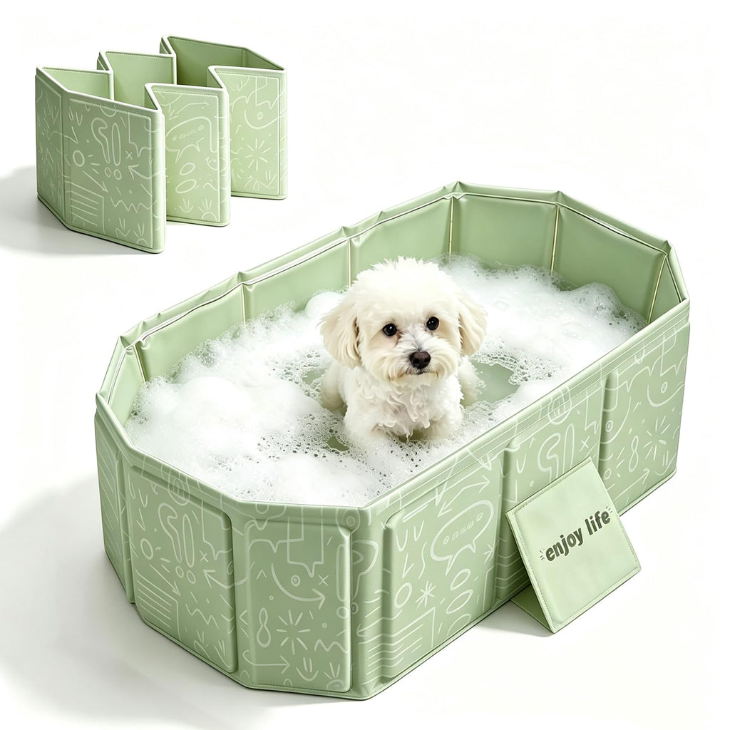 Foldable Pet Bath Pool 29.5×17.7 Inches Green A9202