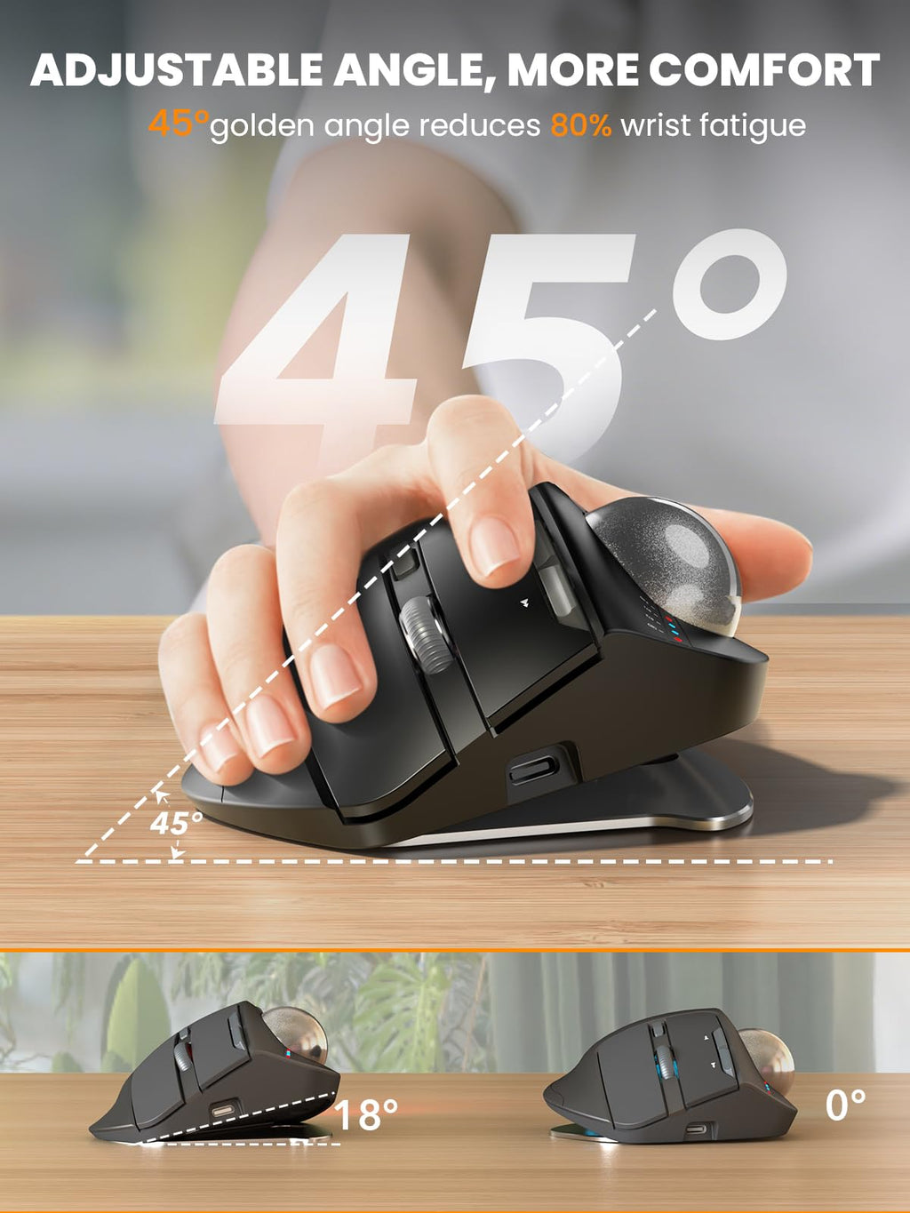 Ergonomic Wireless Trackball Mouse X4202