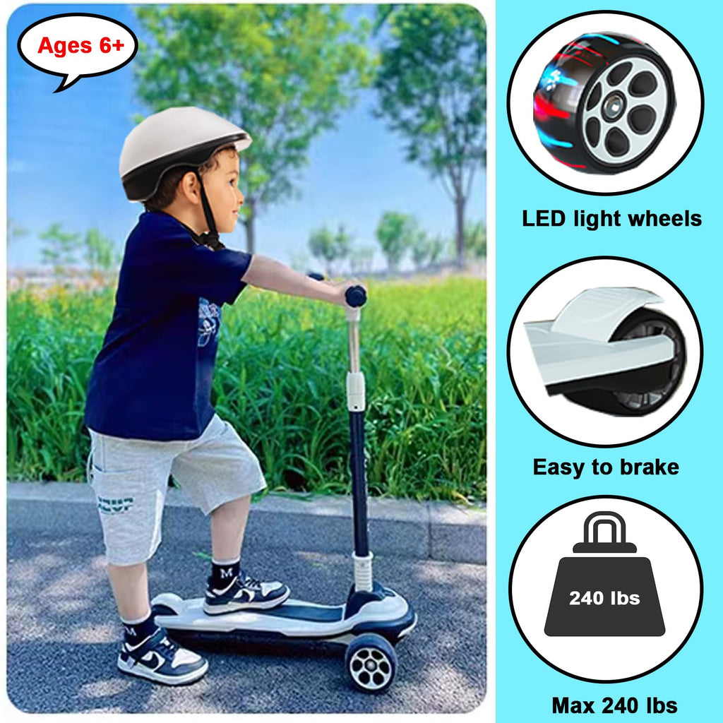 5 Adjustable Height Foldable Kick Scooter with 3 LED Light Wheels U911