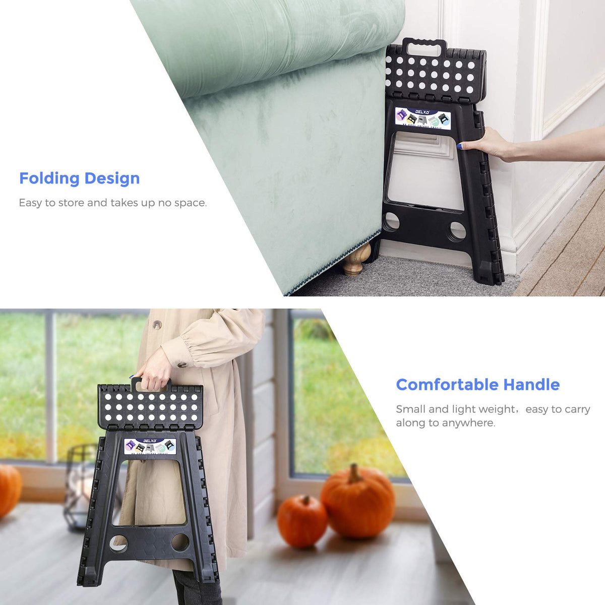 Black 1 Pack Folding Plastic Step Stool Y34533