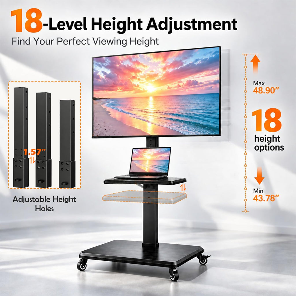 Rolling TV Stand with Wheels for 30-75 Inch TVs Z128