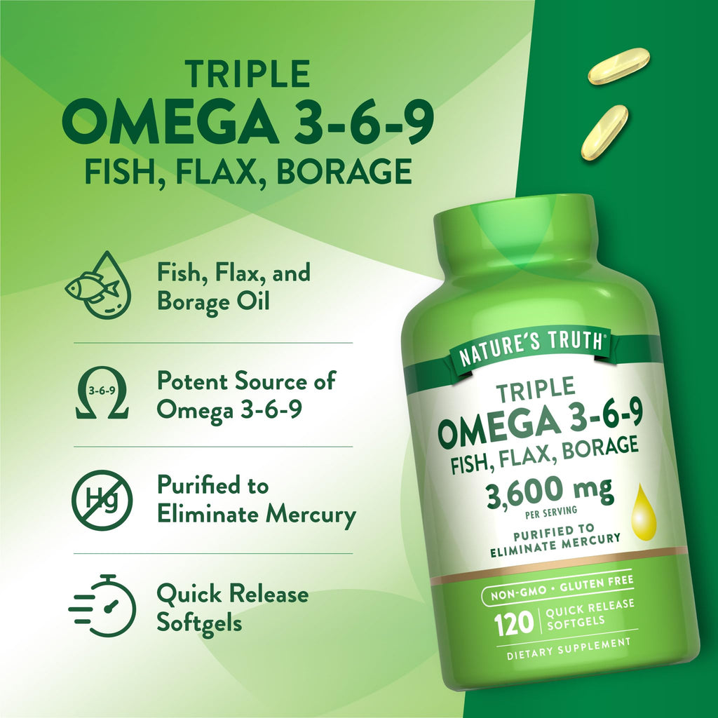 Omega 3-6-9 Softgels 3600mg 120 Count A524
