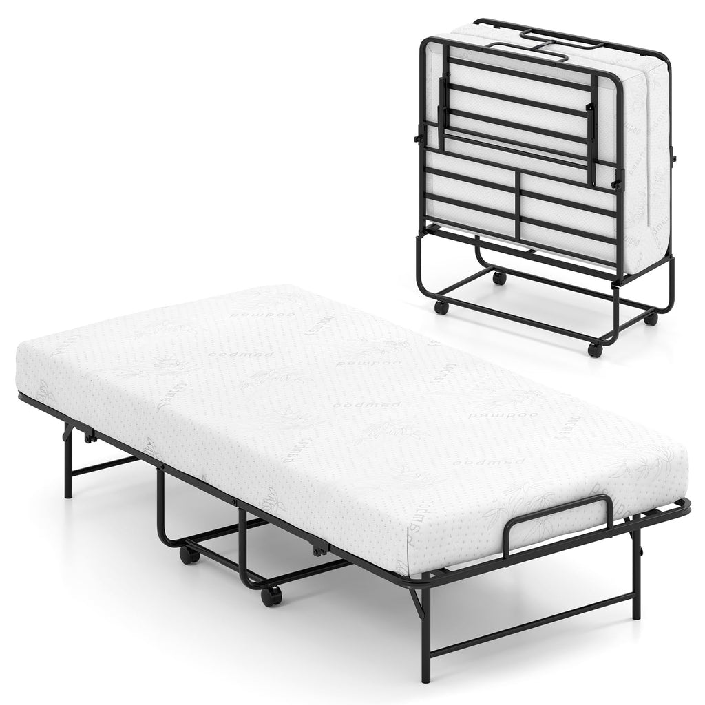 Twin Folding Bed with Memory Foam Mattress T410522