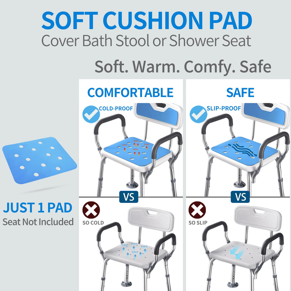 Waterproof Non Slip Soft Foam Shower Bench Cushion O72901