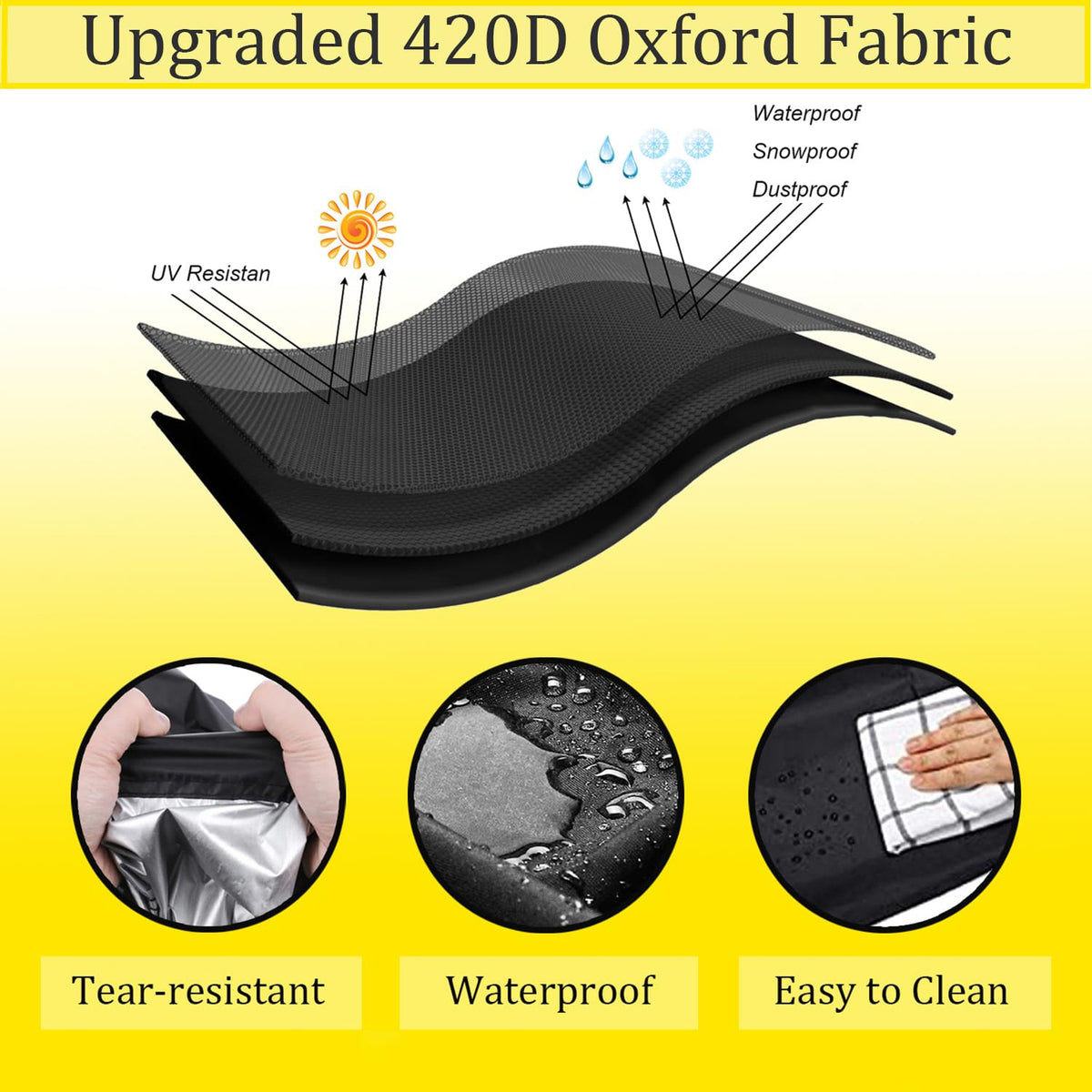 Black 420D Oxford Waterproof Patio Table Cover W4826