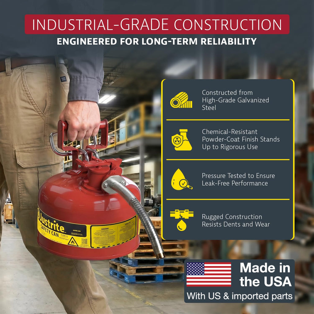 Red Galvanized Steel Gasoline Safety Can D467