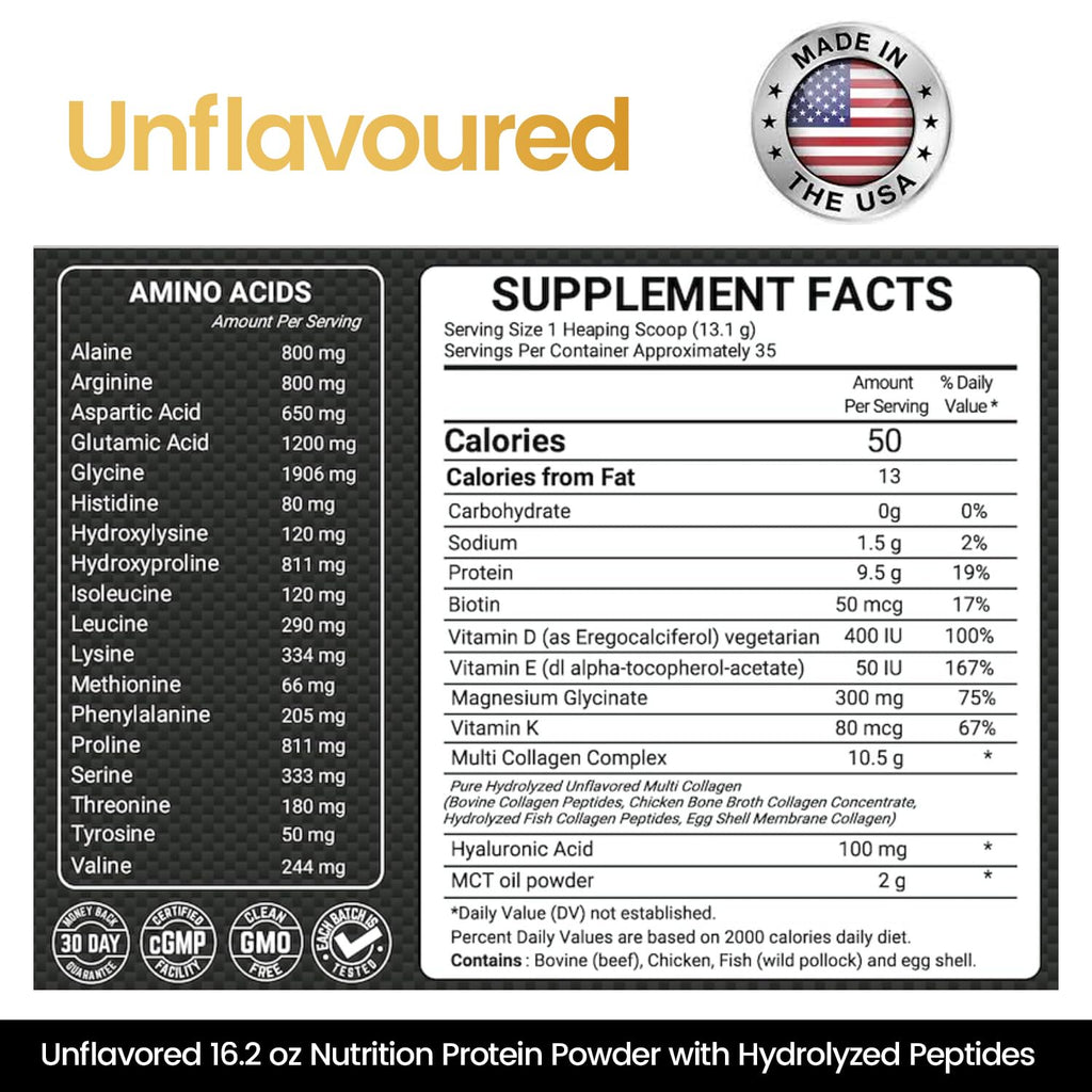16.2 oz Pack of 2 Unflavored Hydrolyzed Collagen Protein Powder Z241