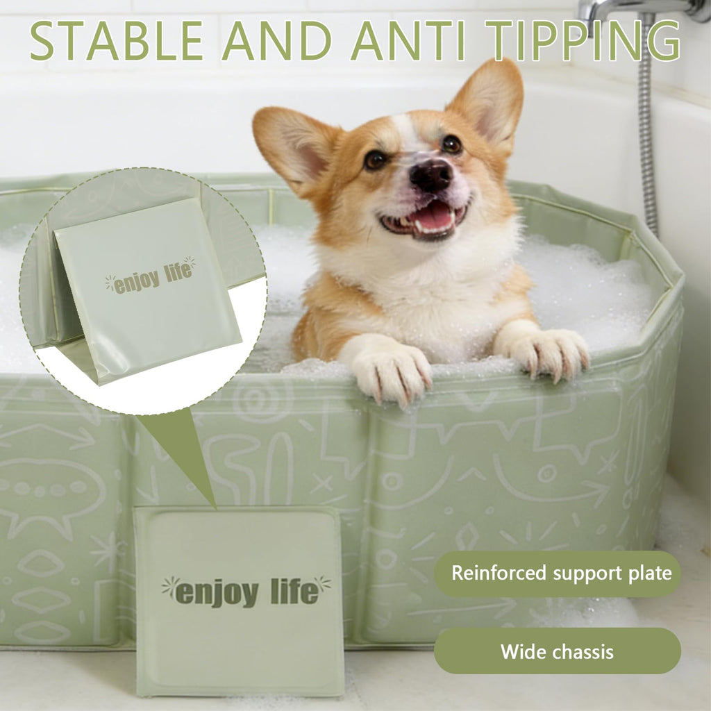 Foldable Pet Bath Pool 29.5×17.7 Inches Green A9202
