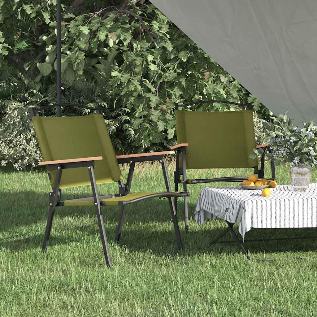 Foldable Camping Chairs 2 Pack Green Oxford Fabric F698032