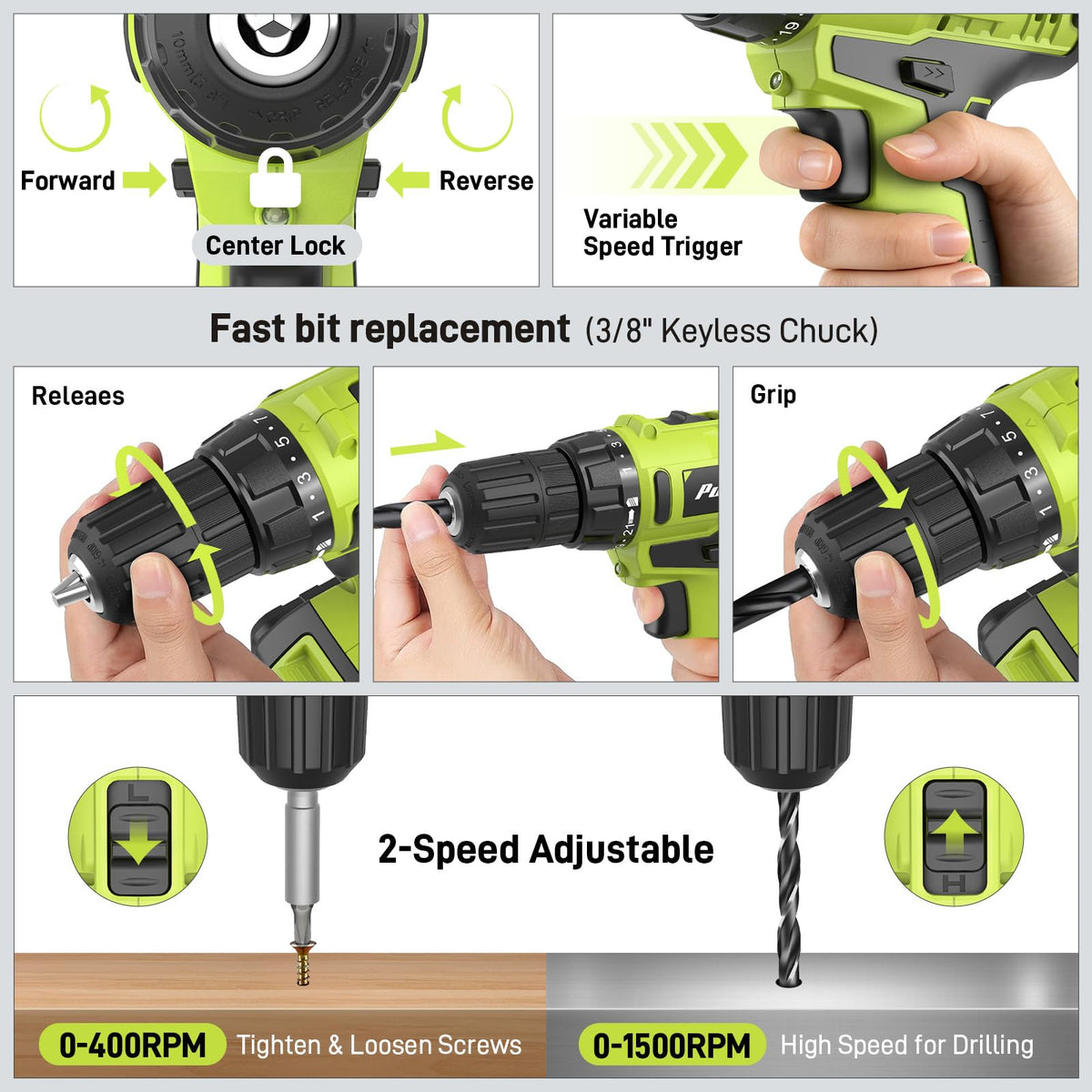199-Piece 20V Cordless Drill Driver Power Tool Set with Toolbox K820428