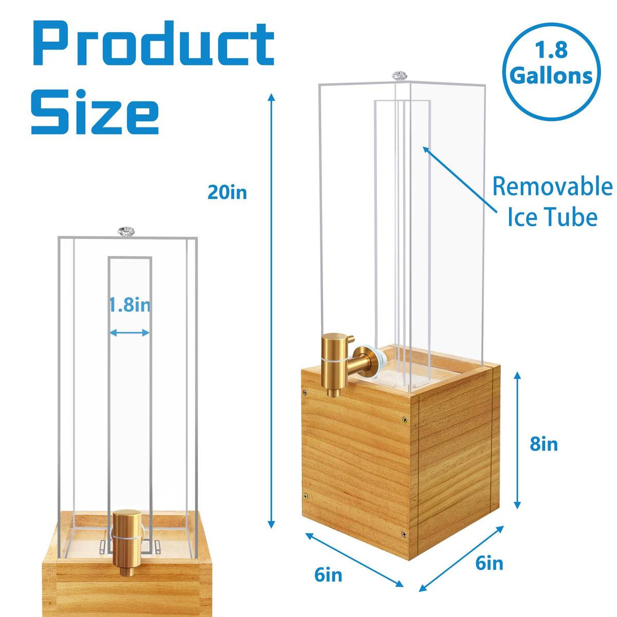 1.8 Gallon Drink Dispenser with Wood Stand S8713