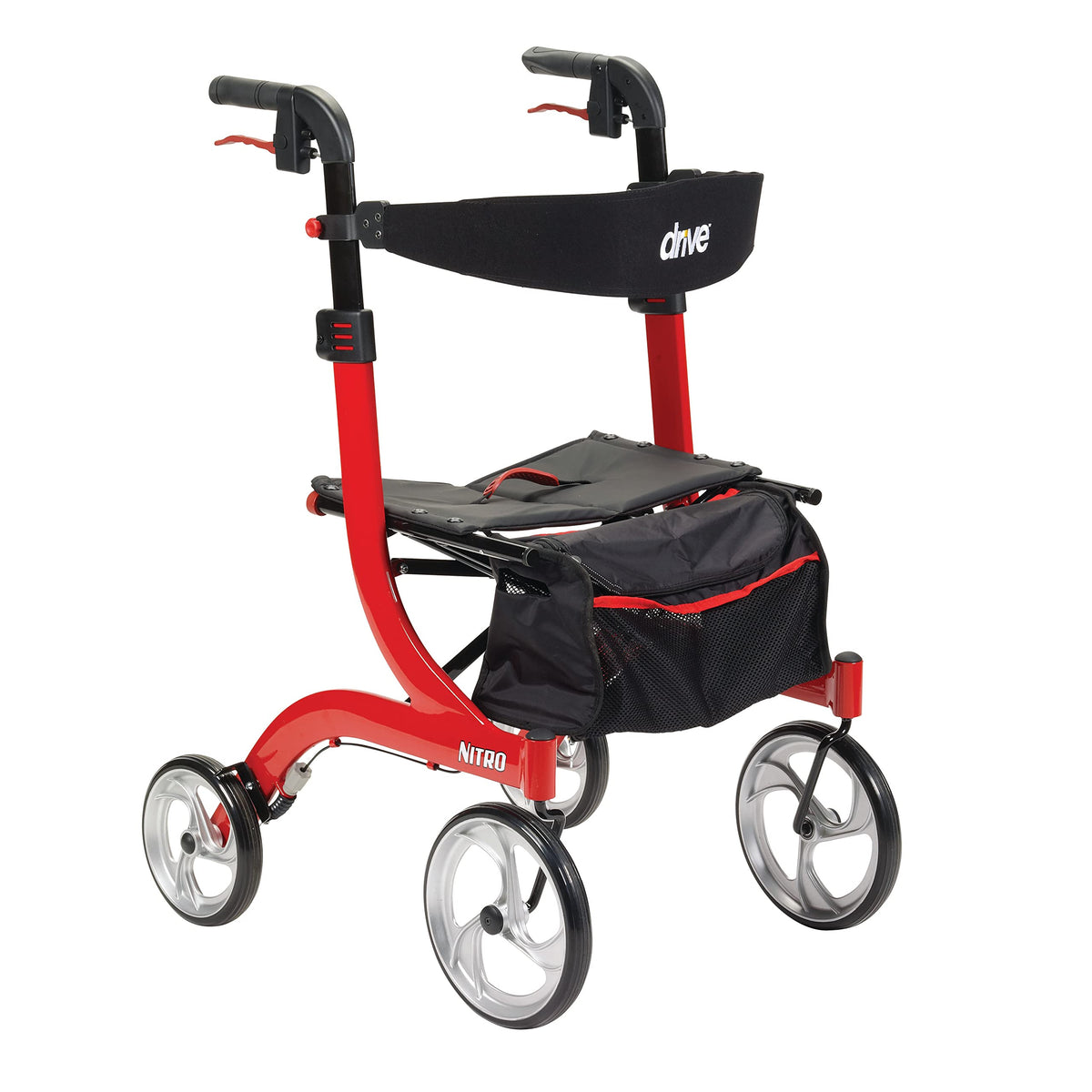 Red 4-Wheel Rollator with Seat A73800