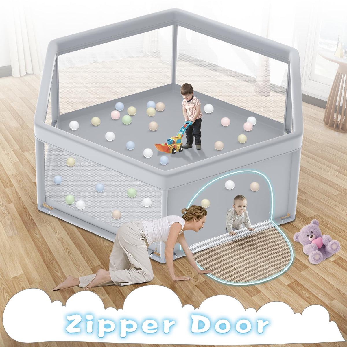 65x65 Inch Hexagonal Baby Playpen V9941