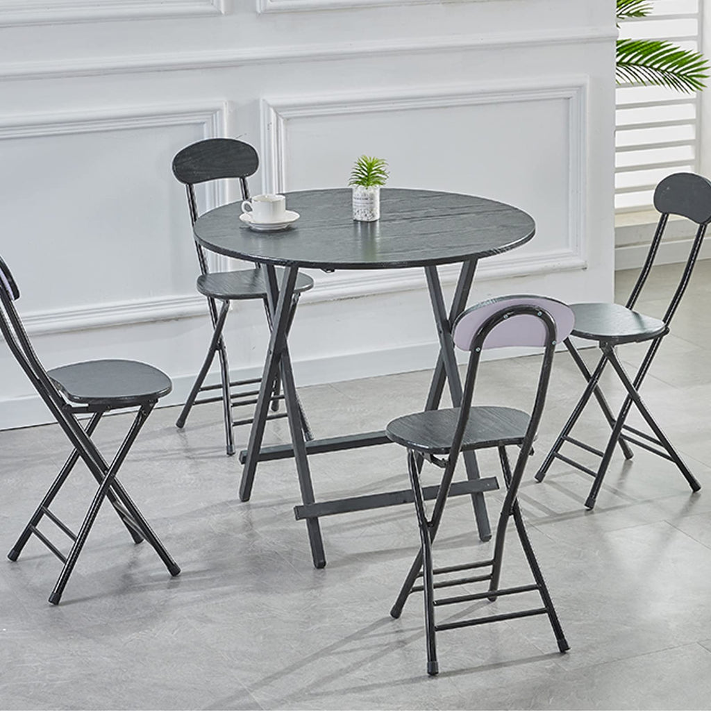 Black 18 Inch Folding Stool with Backrest and Footrest Q133