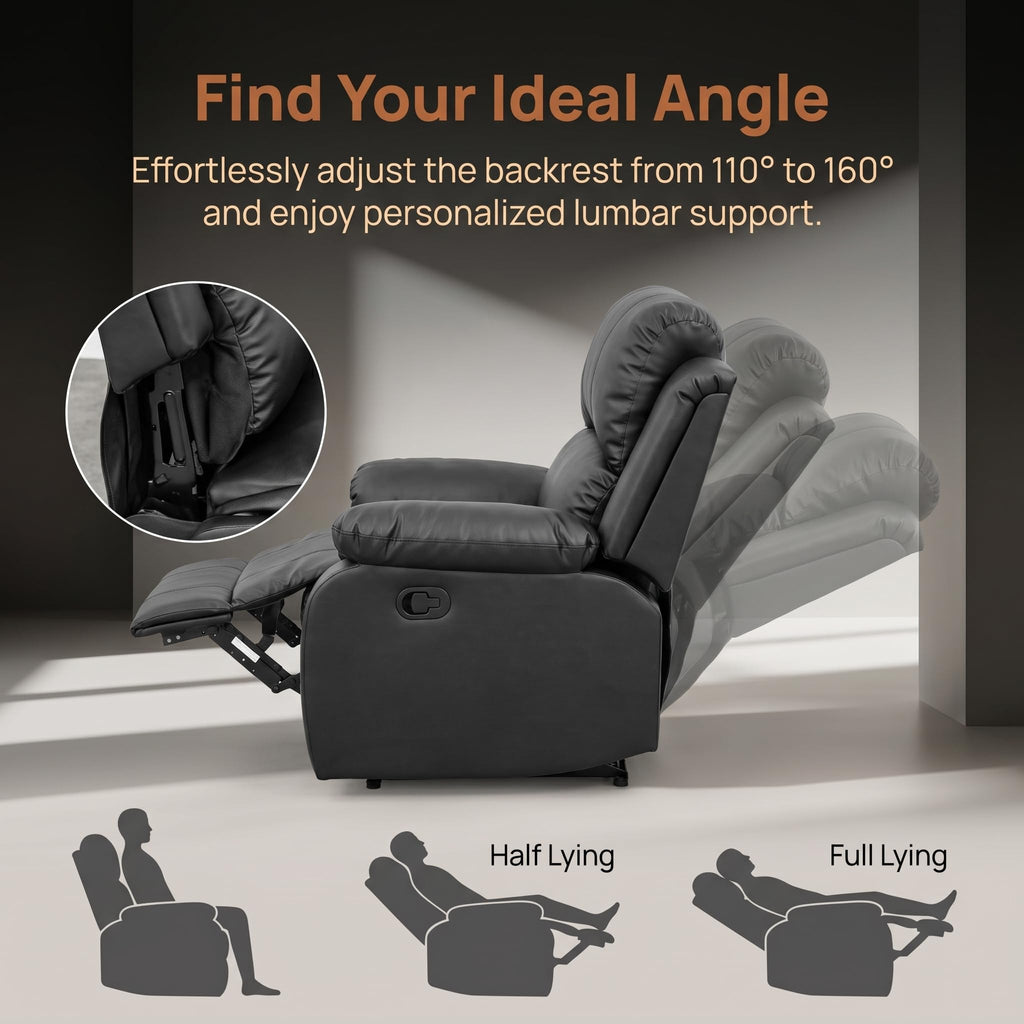 Black 3 Piece Leather Recliner Sofa Set with Cup Holders J4605