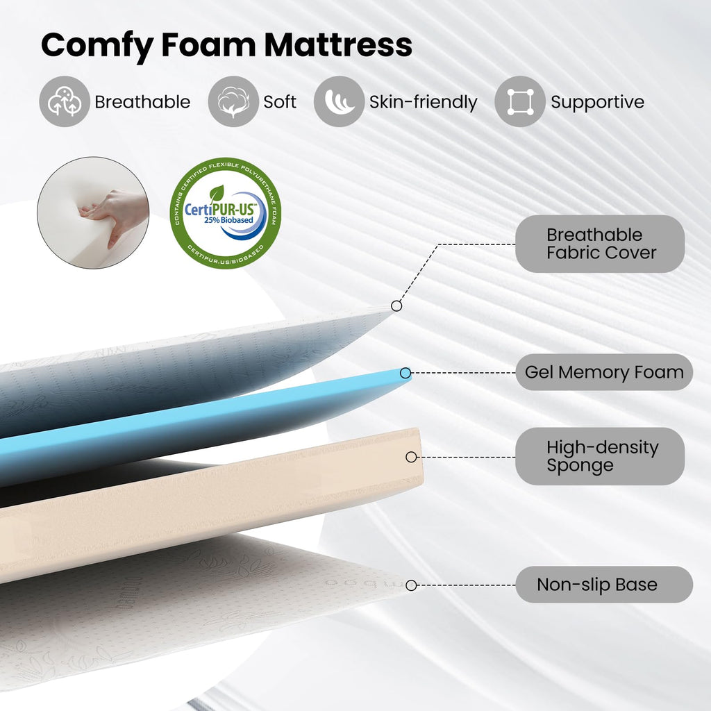 Twin Folding Bed with Memory Foam Mattress T410522