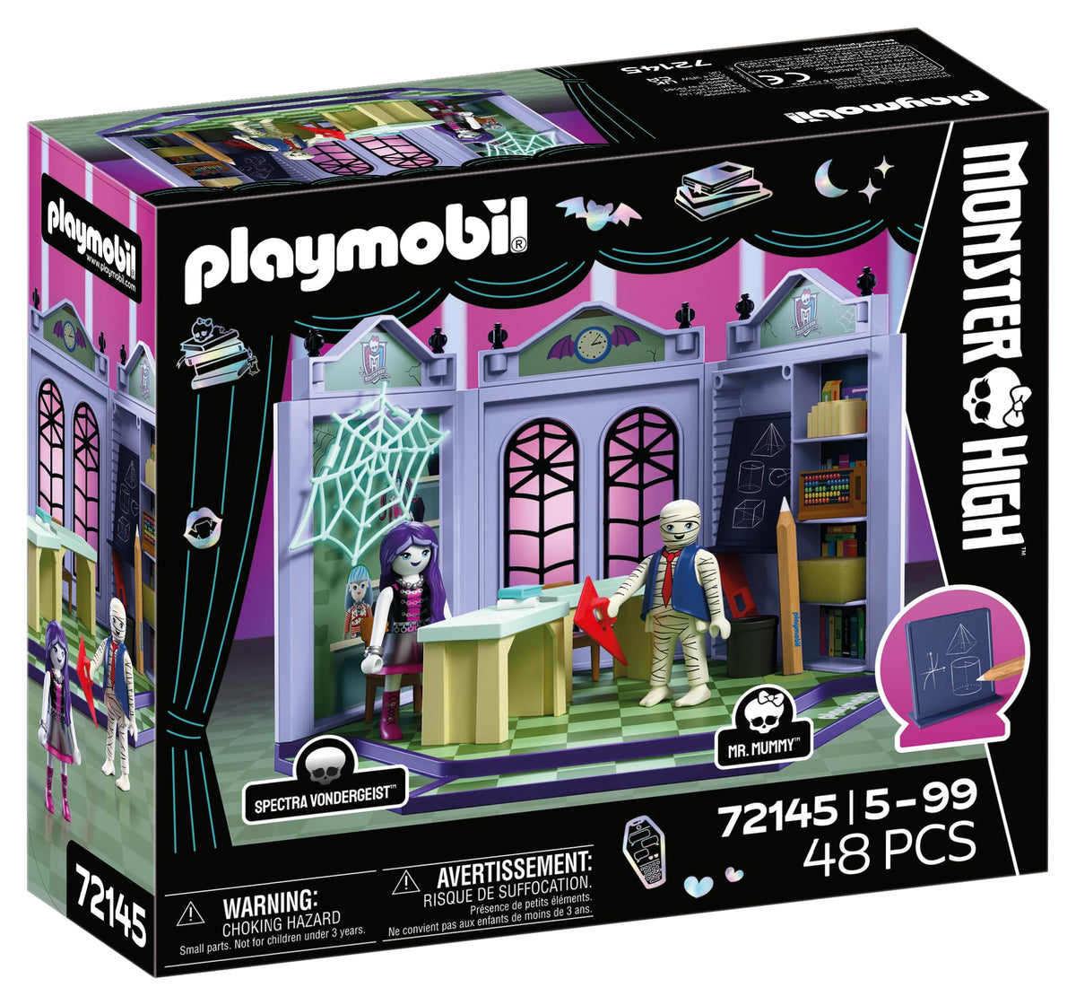 Monster High Classroom Playset with Blackboard & Glow‑in‑the‑Dark Spider Web V325
