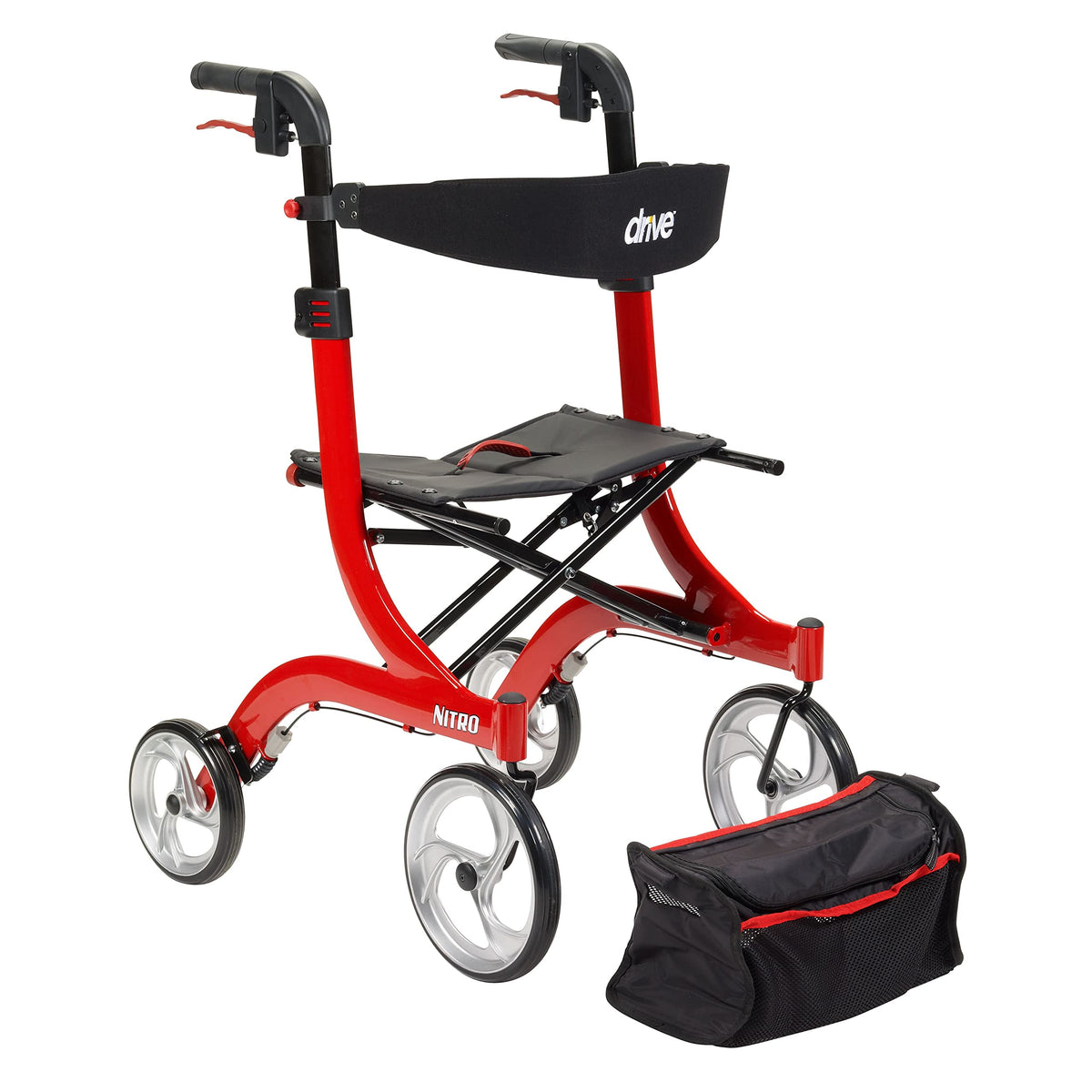Red 4-Wheel Rollator with Seat A73800