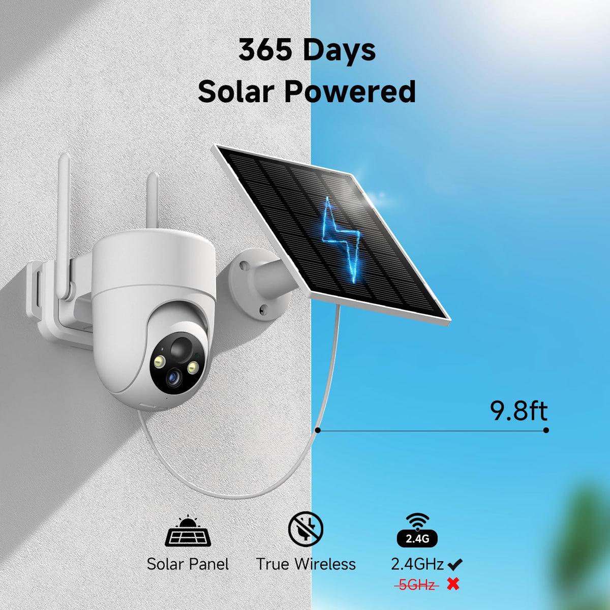 2K Solar Wireless Outdoor Security Cameras with 360° View, 4 Pack, White U221