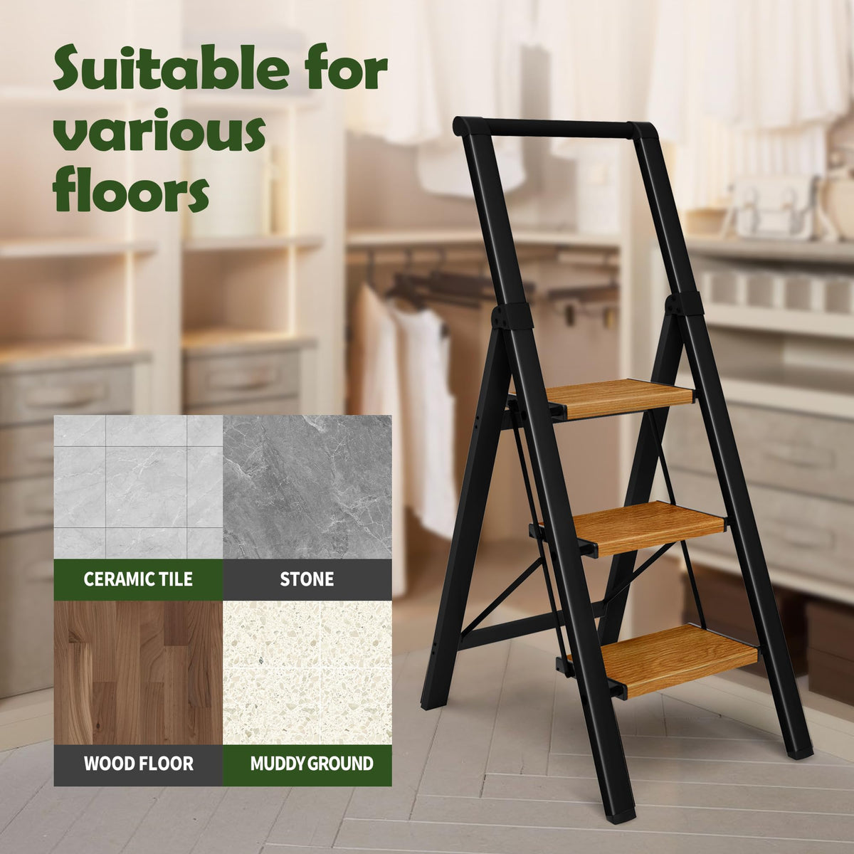 3 Step Aluminum Foldable Step Stool S5712