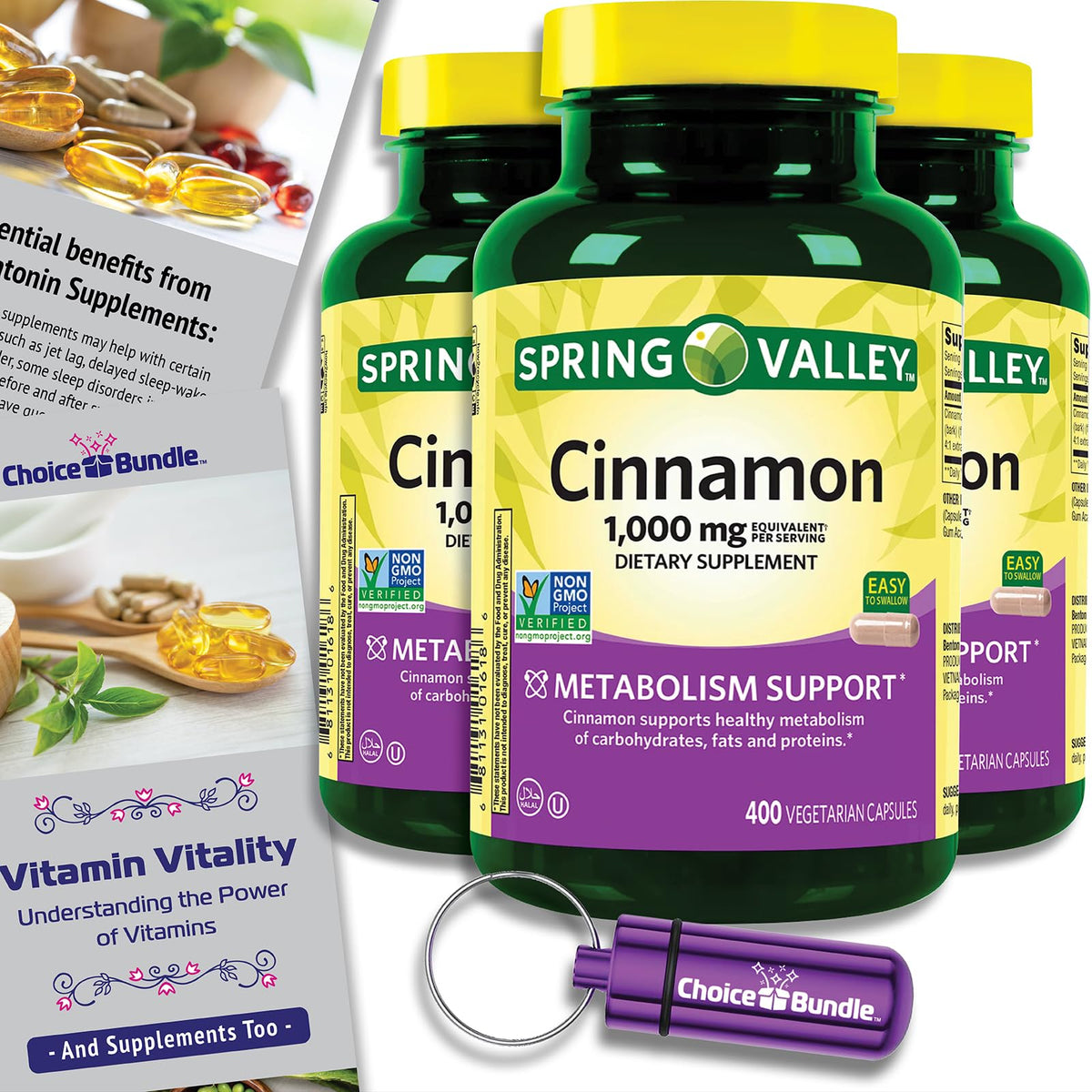 Cinnamon Supplement 1000mg Vegetarian Capsules 1200 Total O6627