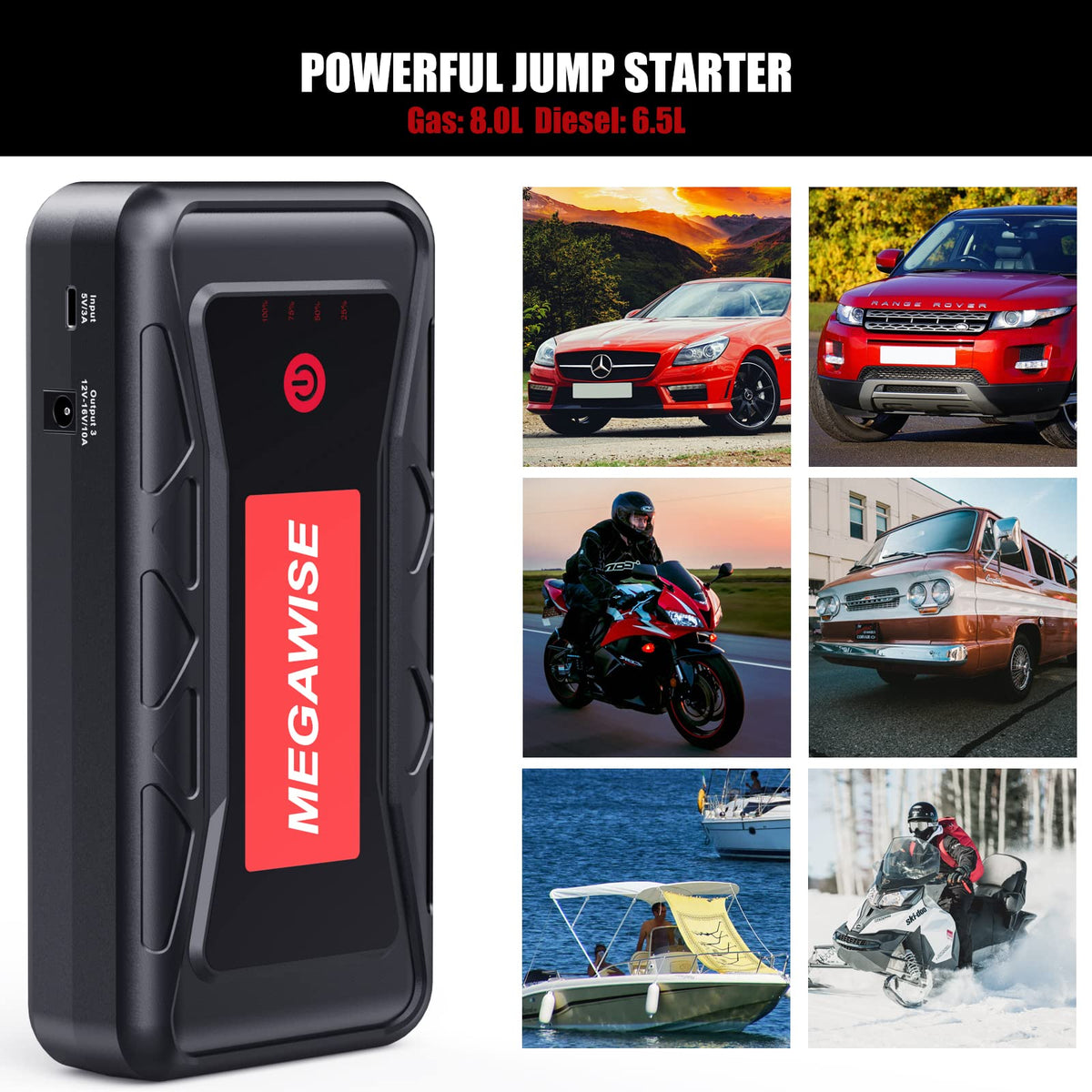 12V Jump Starter for 8.0L Gas/6.5L Diesel Engines H1642