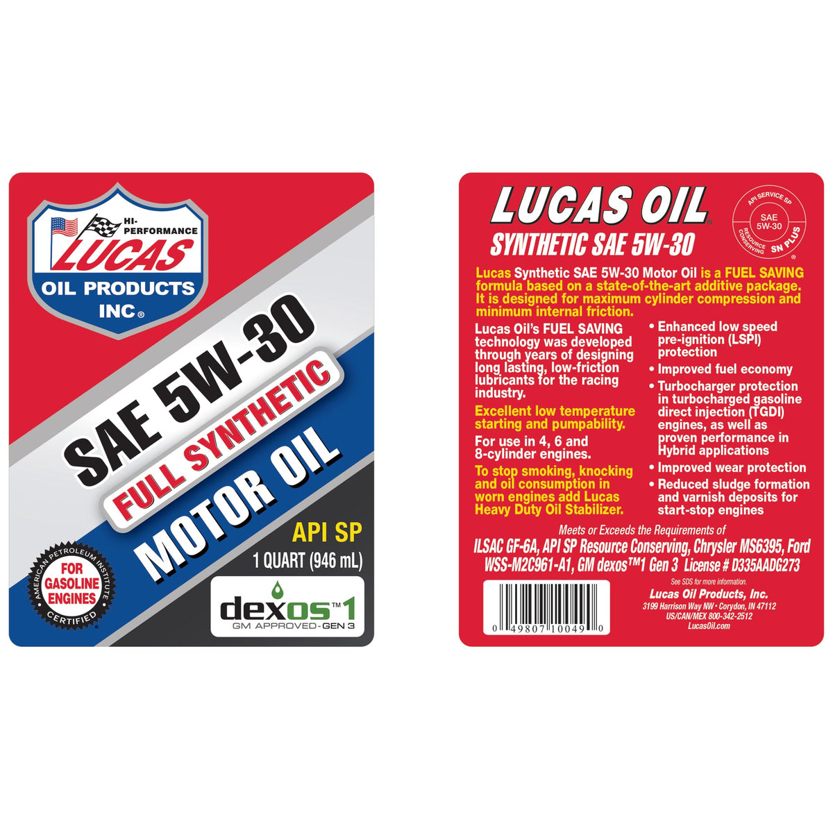 Full Synthetic SAE 5W-30 Motor Oil 1 Quart M62358