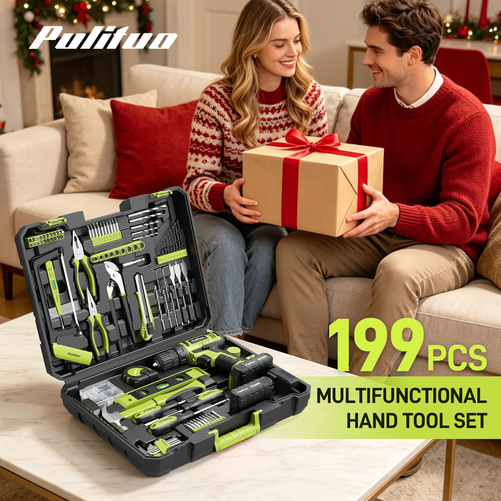 199-Piece 20V Cordless Drill Driver Power Tool Set with Toolbox K820428