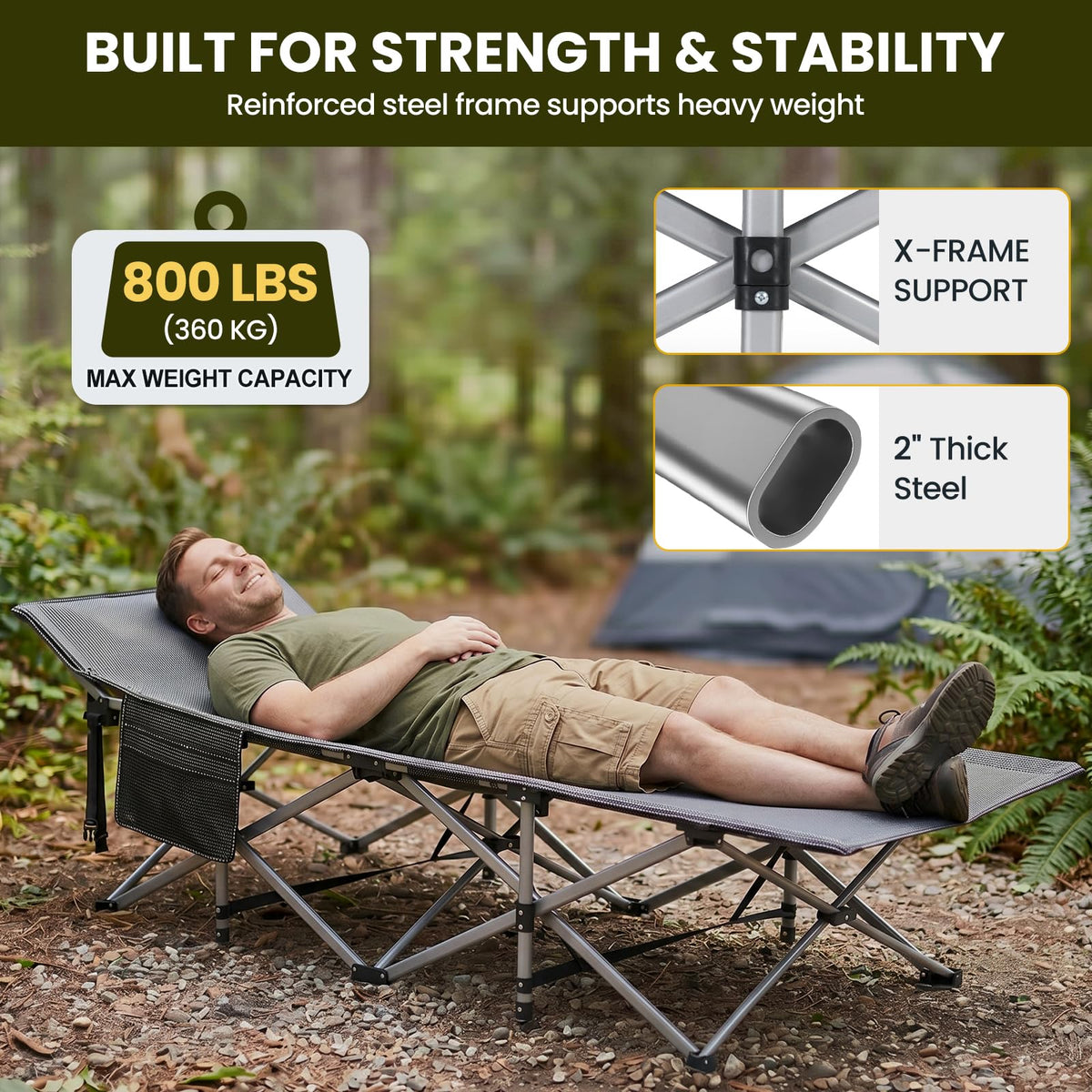 Folding Camping Cot with Mattress, 2 Pack U84090