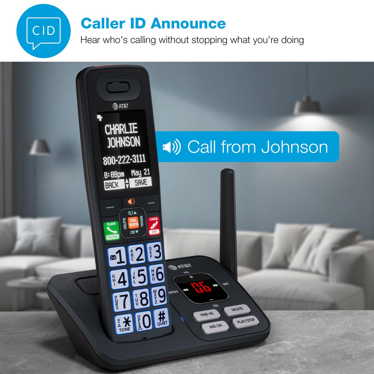 3 Handsets Cordless Phone with Answering System I43158