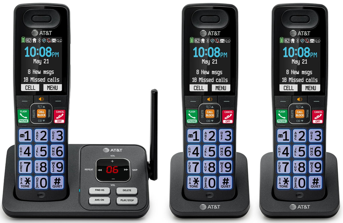 3 Handsets Cordless Phone with Answering System I43158