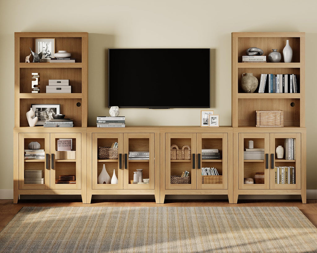 Oak Modular TV Stand with Bookshelves O347891