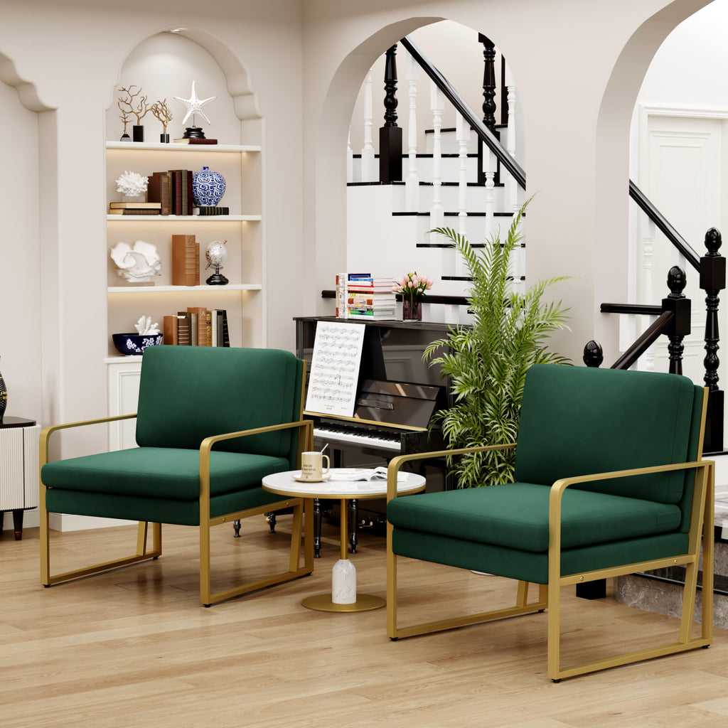 Velvet Accent Chair Set of 2 Green G9822