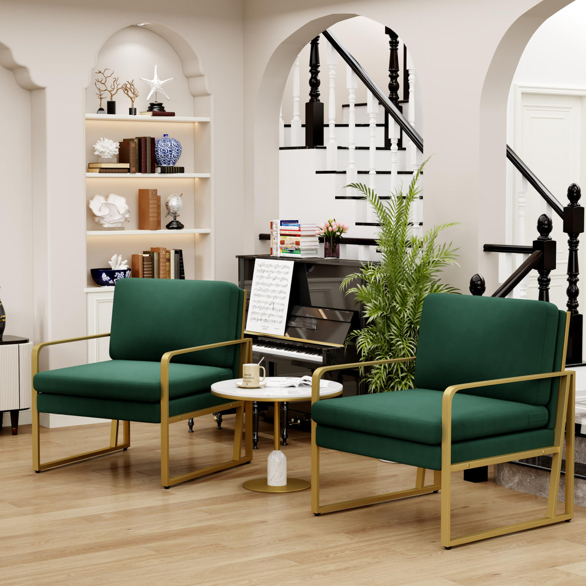 Velvet Accent Chair Set of 2 Green G9822