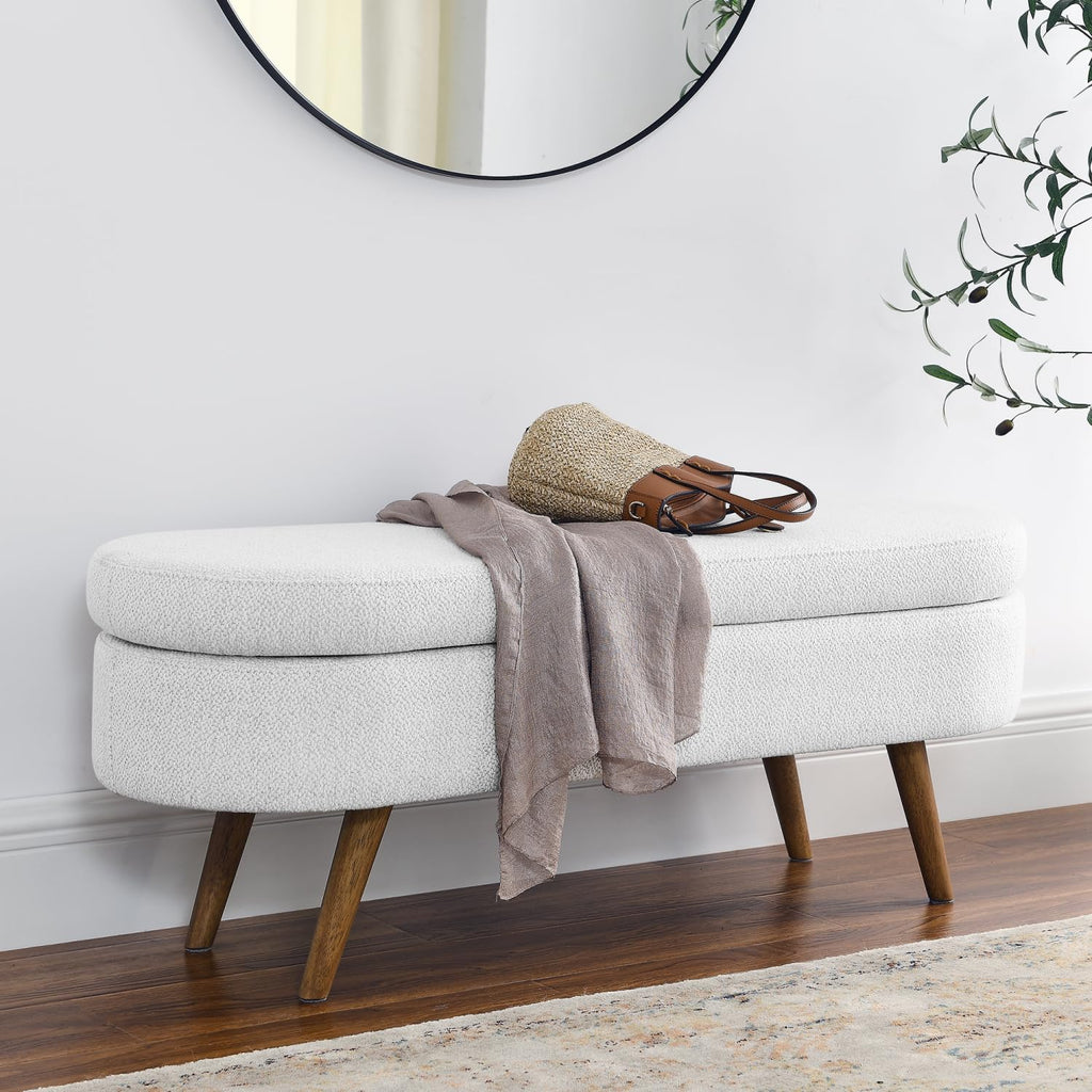 Oval Storage Bench with Rubber Wood Legs R522