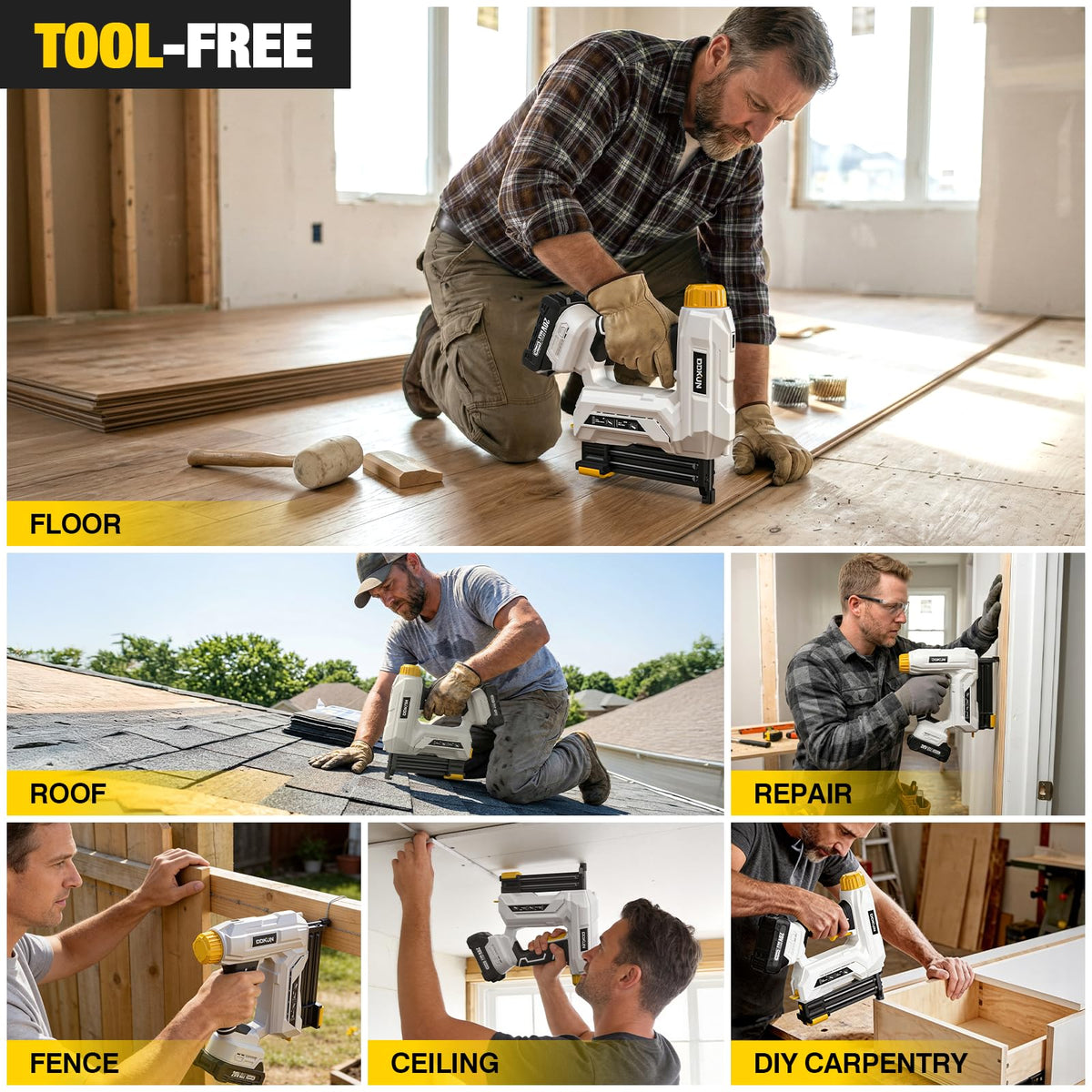 2-in-1 Cordless Brad Nailer Staple Gun with 2 batteries & Charger J904