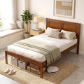 Twin Size Wooden Platform Bed with Headboard Q125