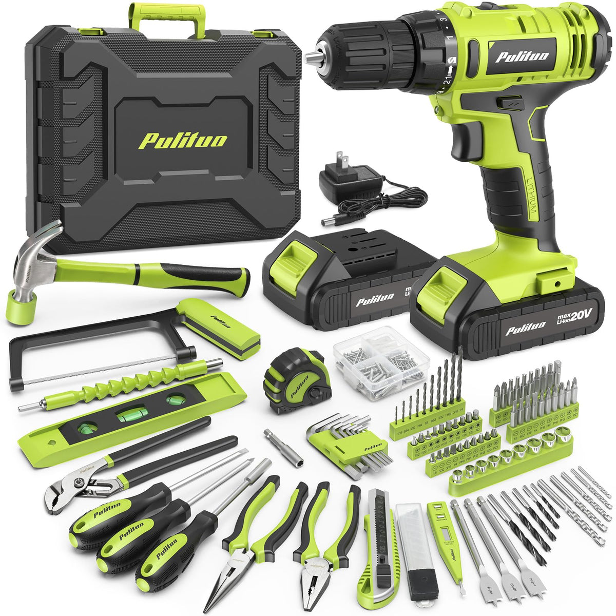 199-Piece 20V Cordless Drill Driver Power Tool Set with Toolbox K820428