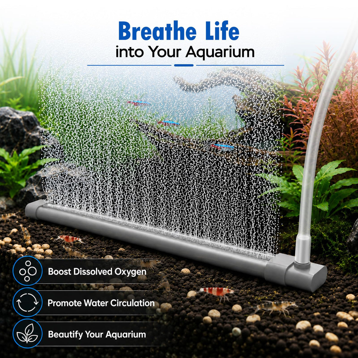 Aquarium Air Bubble Strip, Fine Bubble Wall Air Stone Bar (6.3 Inch) Y891