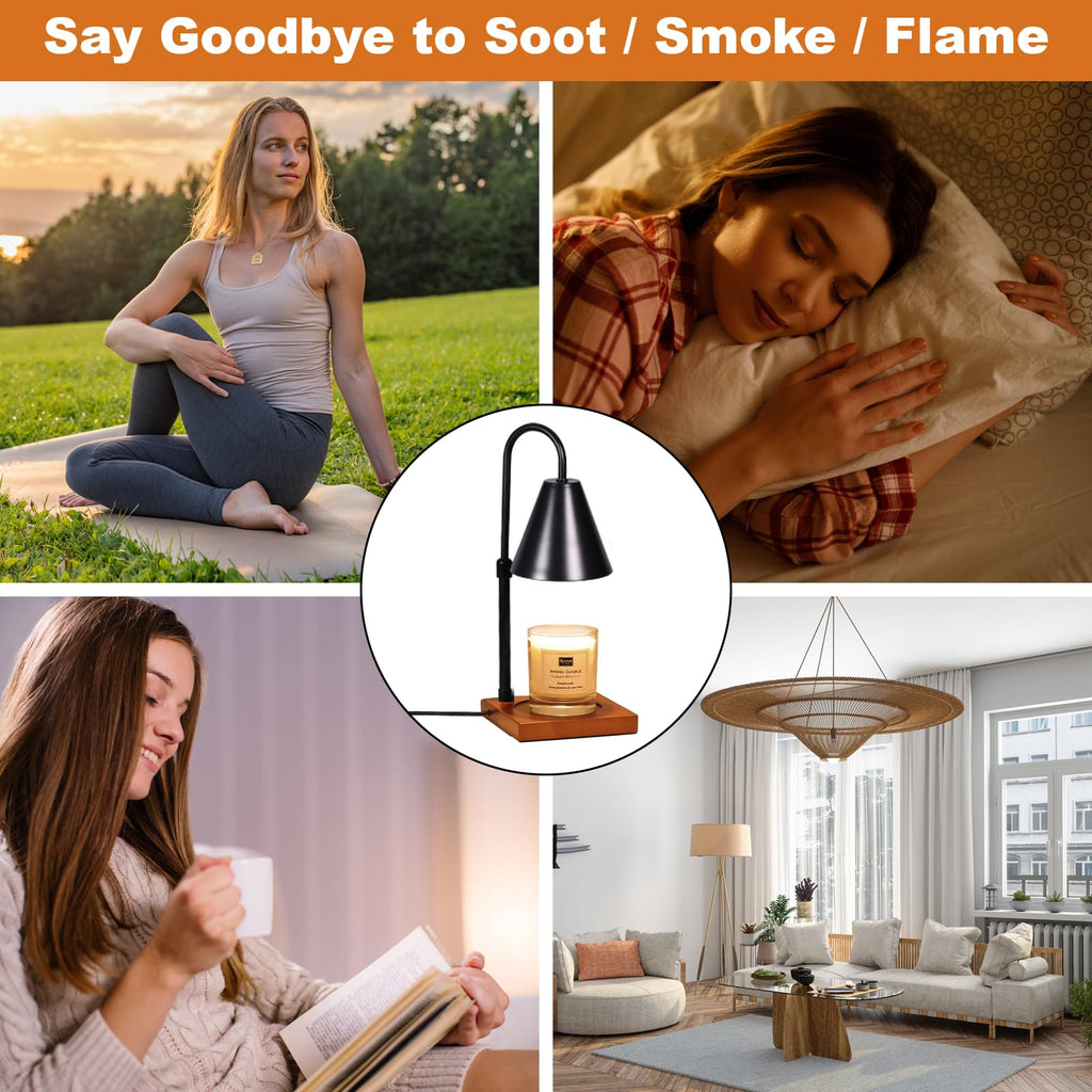 Candle Warmer Lamp with Timer, Adjustable Height Dimmable, 2 Bulbs Q3044