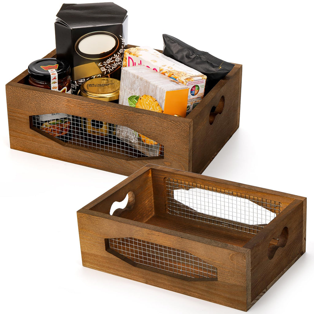 Set of 2 Wooden Nesting Countertop Baskets Q2281
