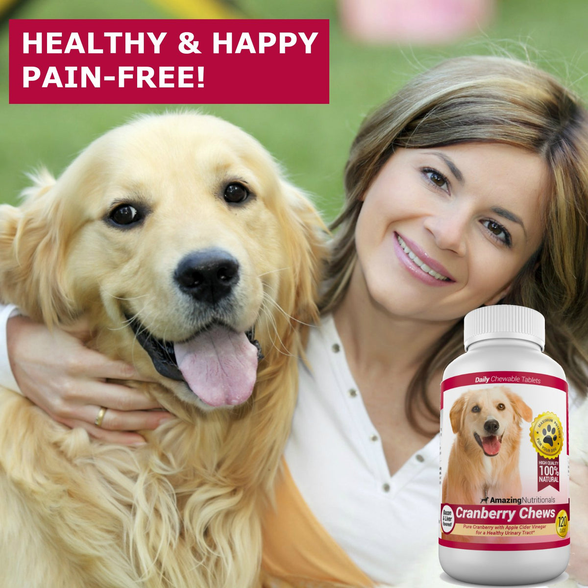 120 Cranberry Chews with Apple Cider Vinegar Bacon Flavor Dog Supplement K3953